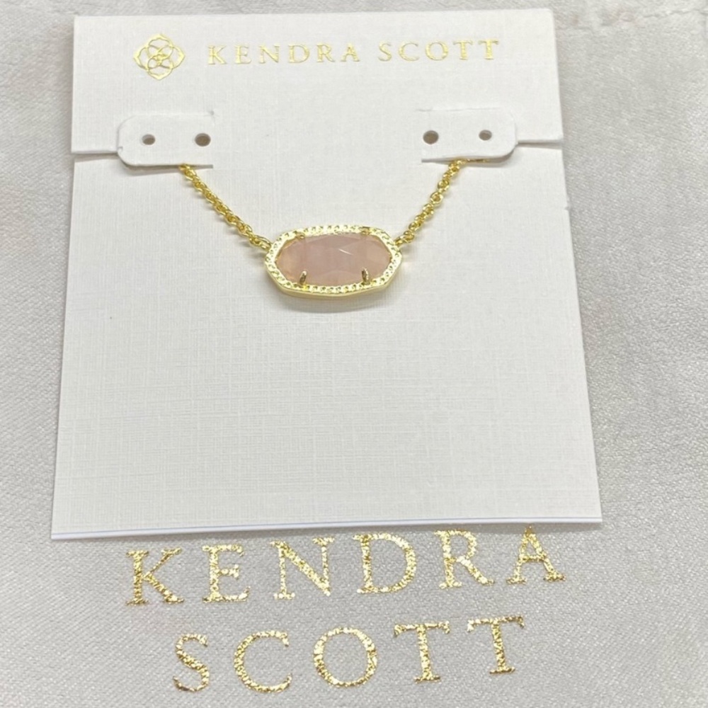 New Kendra Scott Gold Elisa in Rose Quartz - Picture 2 of 5